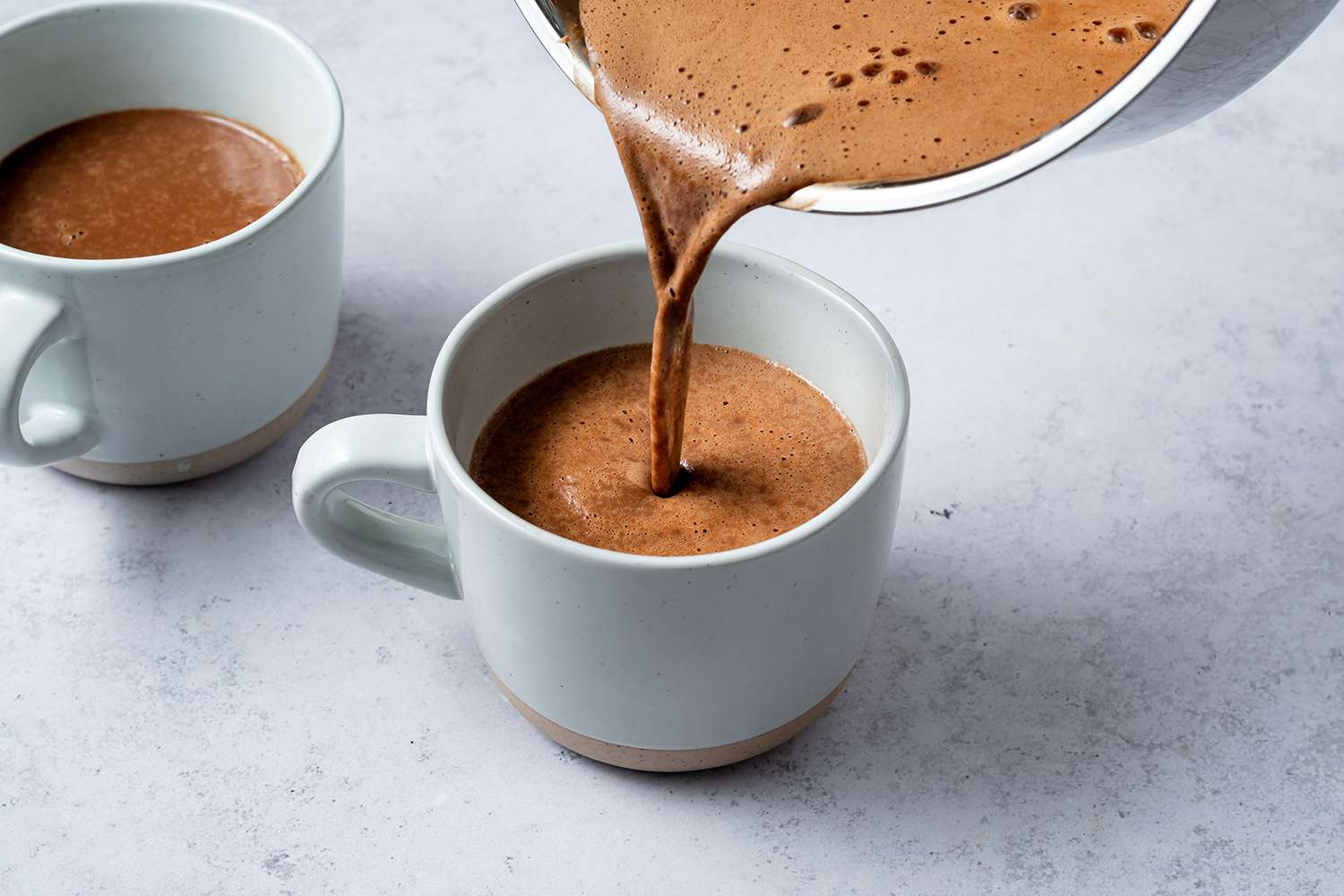 Vegan Hot Chocolate poured into cups 